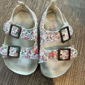 OshKosh B'gosh Floral Double-Buckle Sandals - White with Pink/Coral Flowers